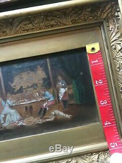 Pair of Framed Antique SIGNED Oil on Board Paintings French signature