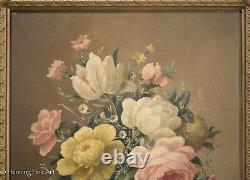 Pair of French Antique / Vintage Oil Paintings Floral Still Life Signed Corbe