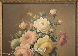 Pair of French Antique / Vintage Oil Paintings Floral Still Life Signed Corbe