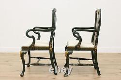 Pair of Georgian Design Vintage Painted Dining Chairs Signed #51266