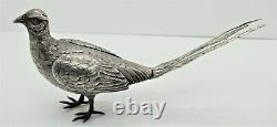 Pair of German solid silver PHEASANTS. PULL OFF HEADS. ARTICULATED WINGS. C. 1900