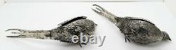 Pair of German solid silver PHEASANTS. PULL OFF HEADS. ARTICULATED WINGS. C. 1900