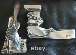 Pair of Handle Door, Sculpture, Bronze Silver, Signed Maybe Gio Ponti