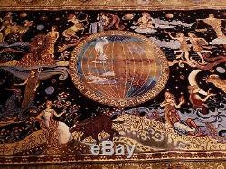 Pair of Incredidibly Rare Signed Silk Kashmir Tapestries from the 19th Century