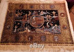 Pair of Incredidibly Rare Signed Silk Kashmir Tapestries from the 19th Century