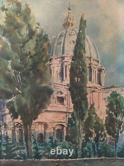 Pair of Italian Antique Watercolours Views, Landscapes, Monuments of Rome signed