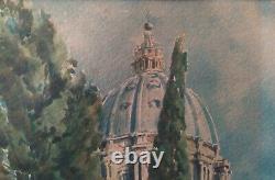 Pair of Italian Antique Watercolours Views, Landscapes, Monuments of Rome signed