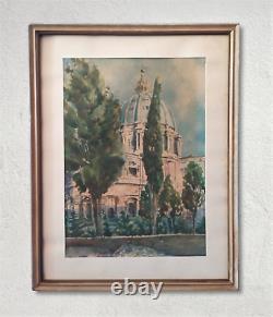 Pair of Italian Antique Watercolours Views, Landscapes, Monuments of Rome signed