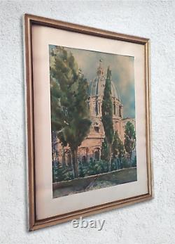 Pair of Italian Antique Watercolours Views, Landscapes, Monuments of Rome signed