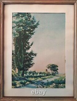 Pair of Italian Antique Watercolours Views, Landscapes, Monuments of Rome signed