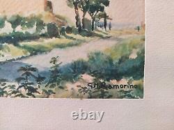 Pair of Italian Antique Watercolours Views, Landscapes, Monuments of Rome signed