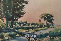 Pair of Italian Antique Watercolours Views, Landscapes, Monuments of Rome signed