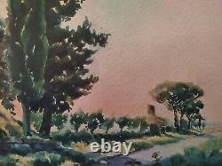 Pair of Italian Antique Watercolours Views, Landscapes, Monuments of Rome signed