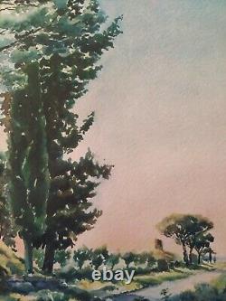 Pair of Italian Antique Watercolours Views, Landscapes, Monuments of Rome signed