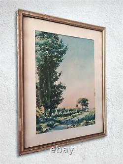 Pair of Italian Antique Watercolours Views, Landscapes, Monuments of Rome signed