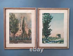 Pair of Italian Antique Watercolours Views, Landscapes, Monuments of Rome signed