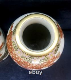 Pair of Japanese Satsuma Hyozan or Hiozan Signed Vases Taisho Period 1912-1926