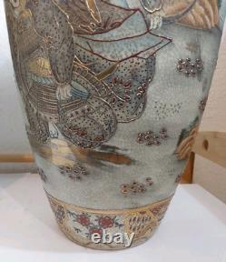 Pair of Japanese Satsuma Vases Hand Painted, Signed, Good Condition, 16 x 8.5