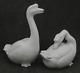 Pair Of Japanese Taisho Porcelain Kutani Geese, Signed