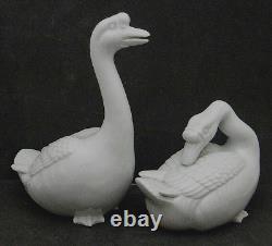 Pair of Japanese Taisho Porcelain Kutani Geese, signed