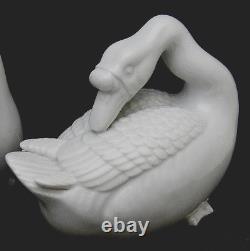 Pair of Japanese Taisho Porcelain Kutani Geese, signed