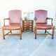 Pair Of Kittinger Presidential Chippendale Mahogany Leather Arm Chairs Signed