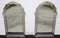 Pair of LaBarge Mirrors, Italian silver giltwood frames, 44, signed, Regency