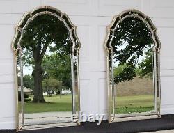 Pair of LaBarge Mirrors, Italian silver giltwood frames, 44, signed, Regency