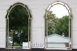 Pair of LaBarge Mirrors, Italian silver giltwood frames, 44, signed, Regency