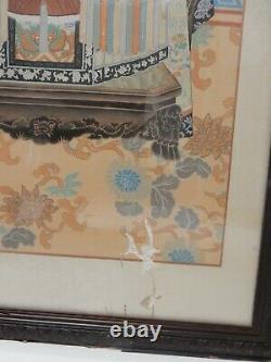 Pair of Large Antique Chinese Qing ancestral paintings on silk 56 inches