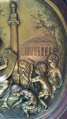 Pair of Large Antique Gold Gilt Bronze Plaques by Jean Baptiste Germain 1869