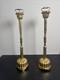 Pair Of Large Japanese Carved Wood Temple Candlesticks Antique Signed