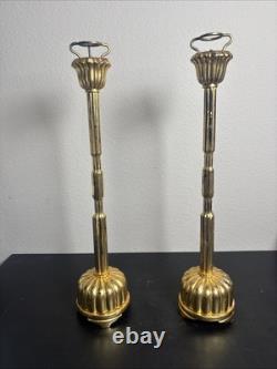 Pair of Large Japanese Carved Wood Temple Candlesticks Antique Signed