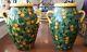 Pair Of Large Signed Antique Italian Majolica Floor Vases Decorated With Oranges