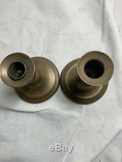 Pair of Late-18th Century Rhode Island Brass Candlesticks Dated 1785, signed JS