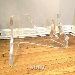 Pair of Lion in Frost Signed Sculptural Iceberg Lucite Coffee Table Stands