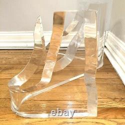 Pair of Lion in Frost Signed Sculptural Iceberg Lucite Coffee Table Stands