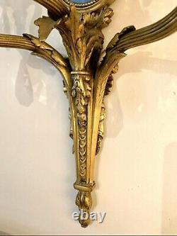 Pair of Louis XVI Signed Caldwell & Company Wedgwood Wall Sconces Dore Bronze