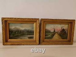Pair of Lovely Antique Landscapes, Dated 1911 by Artist PRISEILLE