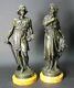Pair Of Mid 19th C. French Bronze Sculptures Of Harvesters C. 1870 Antique
