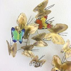 Pair of Mid Century C. Jere Butterfly Sculptures Signed 1967 Wall Enameled