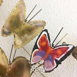 Pair of Mid Century C. Jere Butterfly Sculptures Signed 1967 Wall Enameled