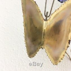 Pair of Mid Century C. Jere Butterfly Sculptures Signed 1967 Wall Enameled