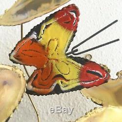 Pair of Mid Century C. Jere Butterfly Sculptures Signed 1967 Wall Enameled