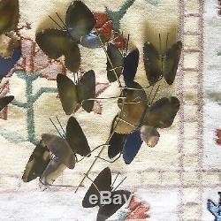 Pair of Mid Century C. Jere Butterfly Sculptures Signed 1967 Wall Enameled