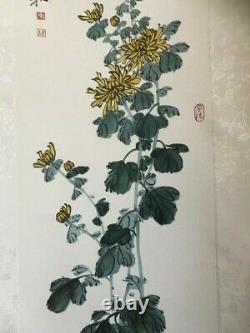 Pair of Original Vintage Chinese Oriental Watercolour Scroll Paintings 01