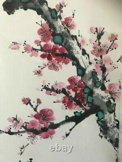 Pair of Original Vintage Chinese Oriental Watercolour Scroll Paintings 01
