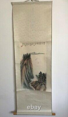 Pair of Original Vintage Chinese Oriental Watercolour Scroll Paintings 03