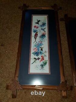 Pair of PM FITZPATRICK Limited Edition Exotic Birds Prints Antique Frames SIGNED