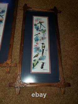 Pair of PM FITZPATRICK Limited Edition Exotic Birds Prints Antique Frames SIGNED